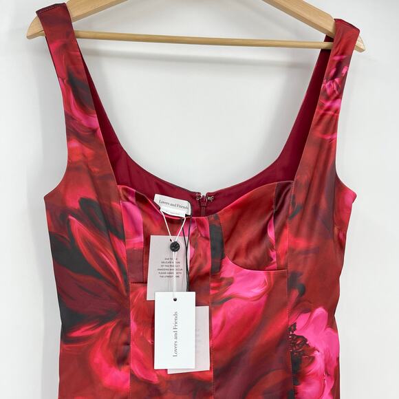 Lovers and Friends | NWT Carpenter Mini Dress in Rhoda Floral Multi Red Satin M - Picture 5 of 11